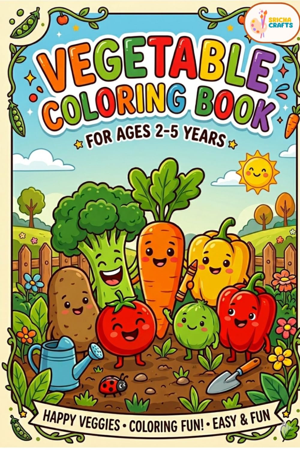 Veggie Fun: A Children's Vegetables Coloring Book – Discover, Color & Learn with 20 Adorable Vegetable Designs for Kids Ages 2-5