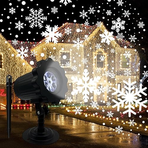 Proyector de copos de nieve de Navidad para exteriores, proyección de nieve LED, luz LED impermeable decorativa para Navidad y Halloween, fiestas,