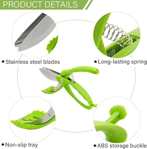 Miniatura 5 de Tijeras de ensalada mejoradas para ensalada picada, multifunción, doble hoja de acero inoxidable, cortador de ensalada duradero antioxidante
