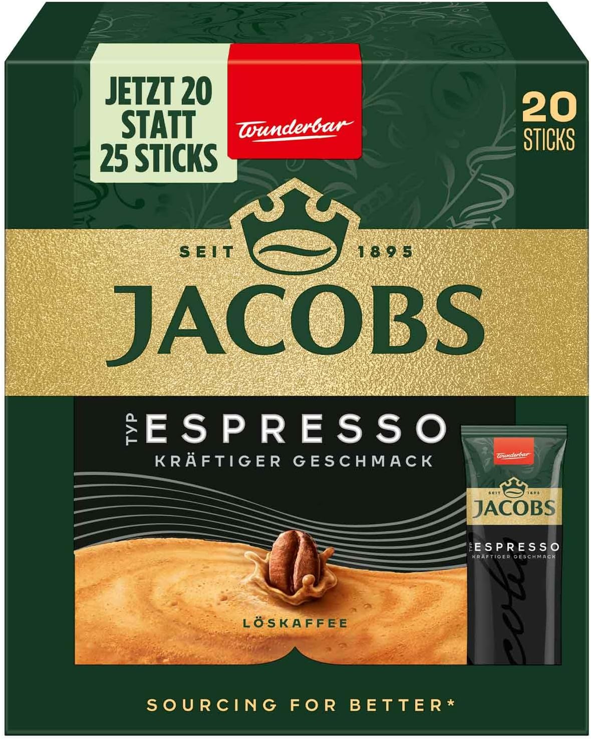 Type Espresso Soluble Ground Coffee, 25 Portions (1box)