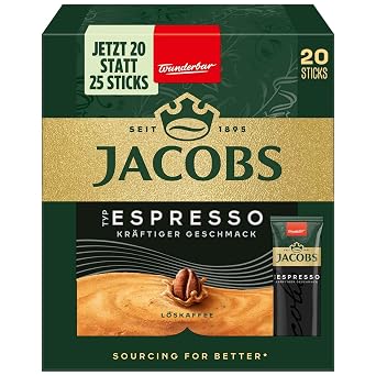 Jacobs Type Espresso Instant Ground Coffee, 25 Portions Pack of 1