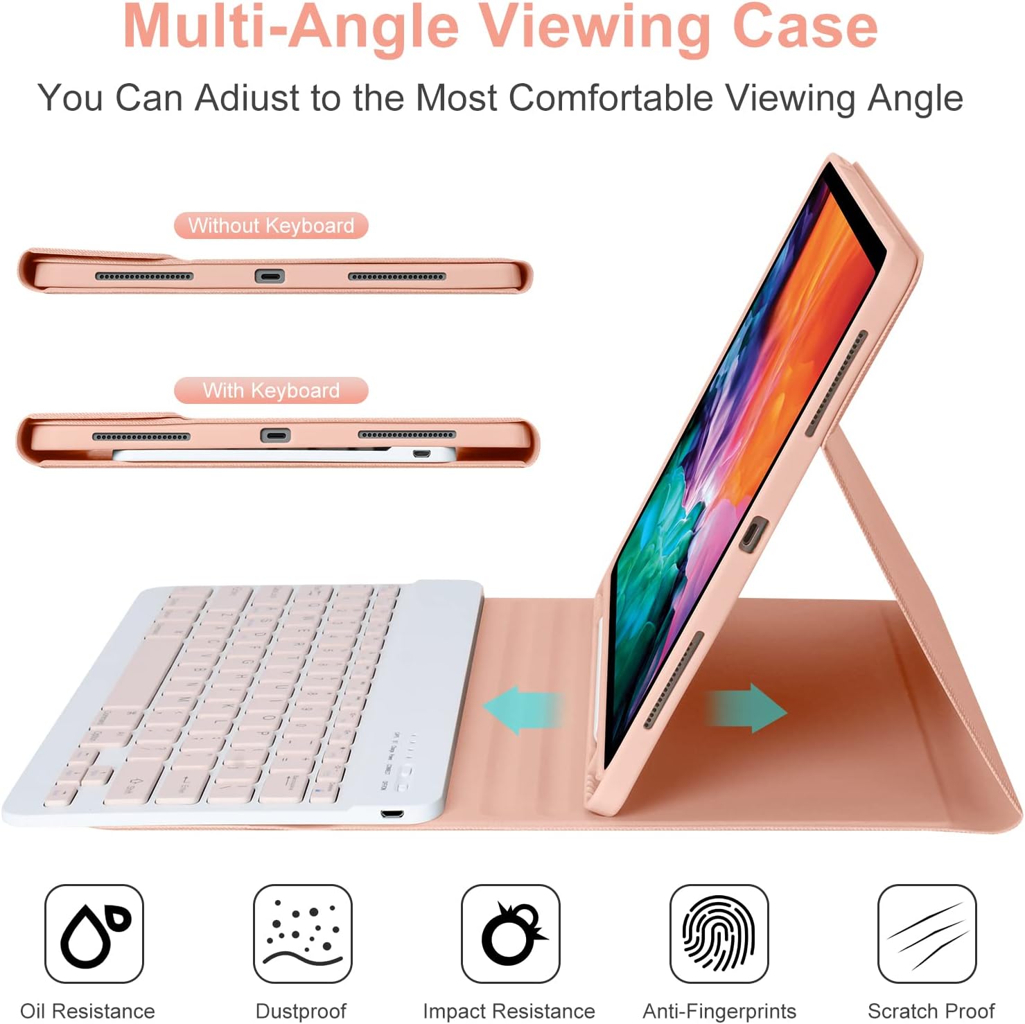 Keyboard Case for iPad Air 13 inch(M3 2025/M2 2024),Keyboard Case for iPad Pro 12.9 6th/5th Generation, Wireless Detachable Keyboard- with Pencil Holder for New iPad Air 13-inch/iPad Pro 12.9 (Pink)