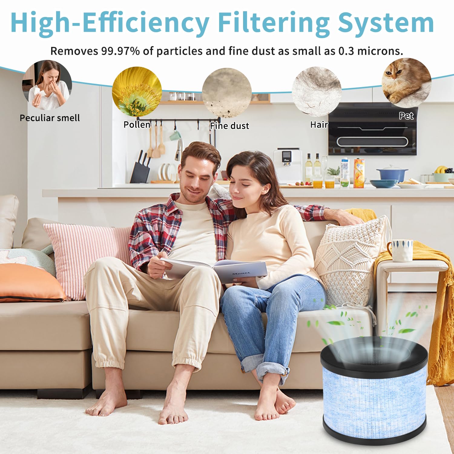 Set di 2 filtri di ricambio per purificatore d'aria CONOPU DH-JH01 e DH-JH06, filtro di ricambio HEPA MK01 compatibile con AROEVE MK06, ToLife TZ-K1, Kloudi DH-JH01, filtro H13