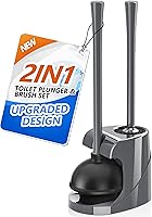 Vista 1 de Juego de émbolo y cepillo de inodoro con soporte, cepillo de cuenco y émbolo de inodoro resistente para drenaje de inodoro de 5.7 pulgadas, combo