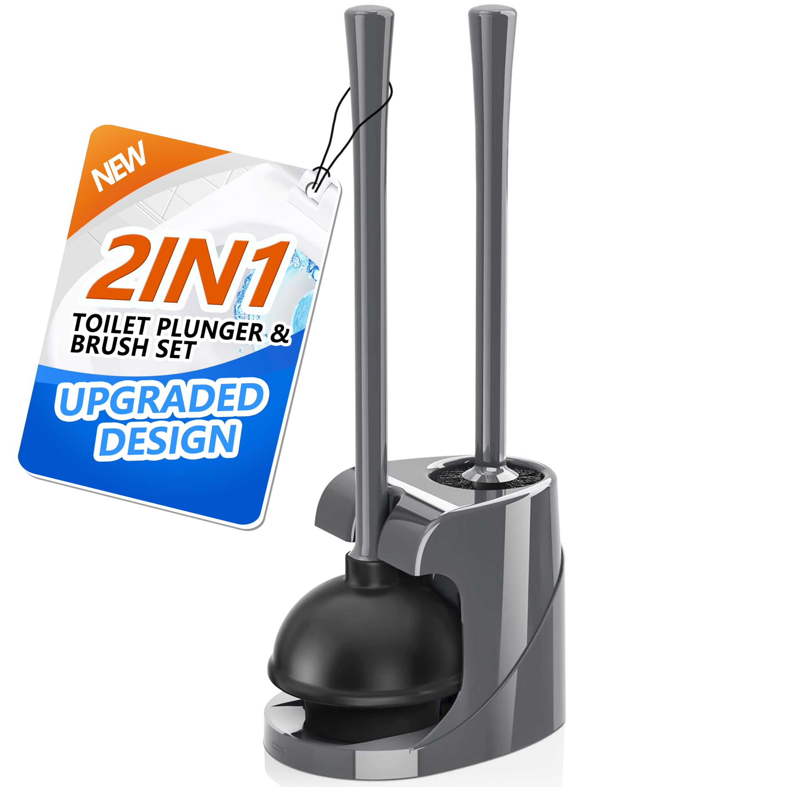 Toilet Plunger and Brush with Holder Bowl Brush and Heavy Duty Toilet Plunger Set for 5 7-inch Toilet