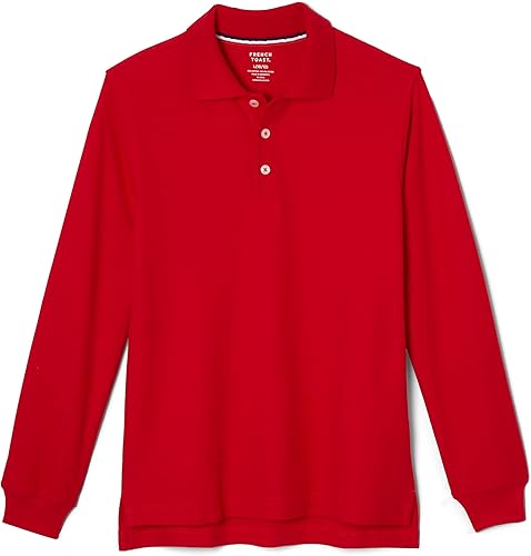 French Toast Camisa de uniforme escolar de polo piqué con mangas largas para niños y niñas