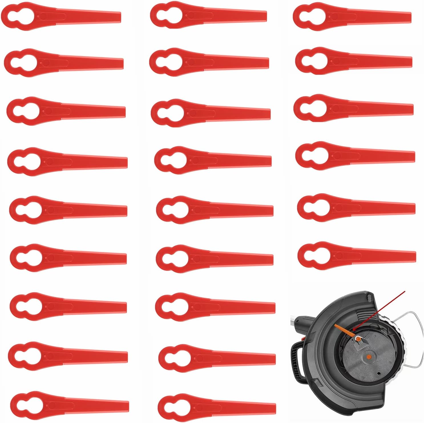 Pack of 100 grass trimmers, plastic replacement blades, replacement