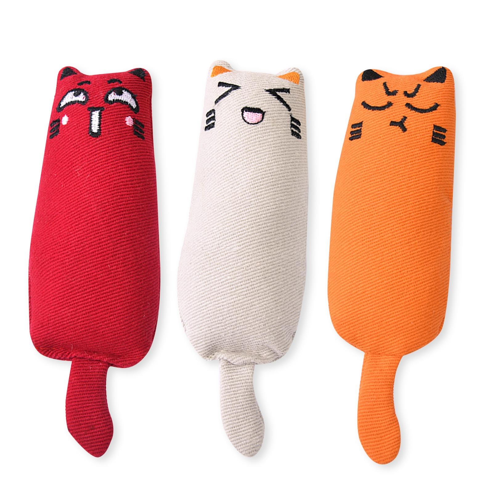 GWAWG 3 PCS Juguetes para Gatos con Hierba Gatera Juguetes Masticar Gatos Juguete Gato Interactivo Juguete Interactivo Gatos,Rojo,Naranja,Gris