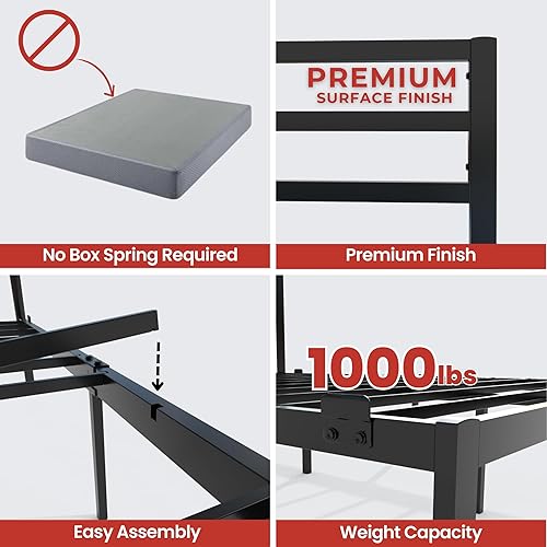 Miniatura 40 de Golden Gate Beds, base de cama de plataforma de metal, resistente, base de colchón de acero resistente, no necesita somier, fácil montaje, base