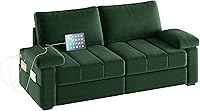 Yaheetech 79" Green Velvet 2-Seater Loveseat Sofa with Storage Pockets, USB Ports & Removable Cushions