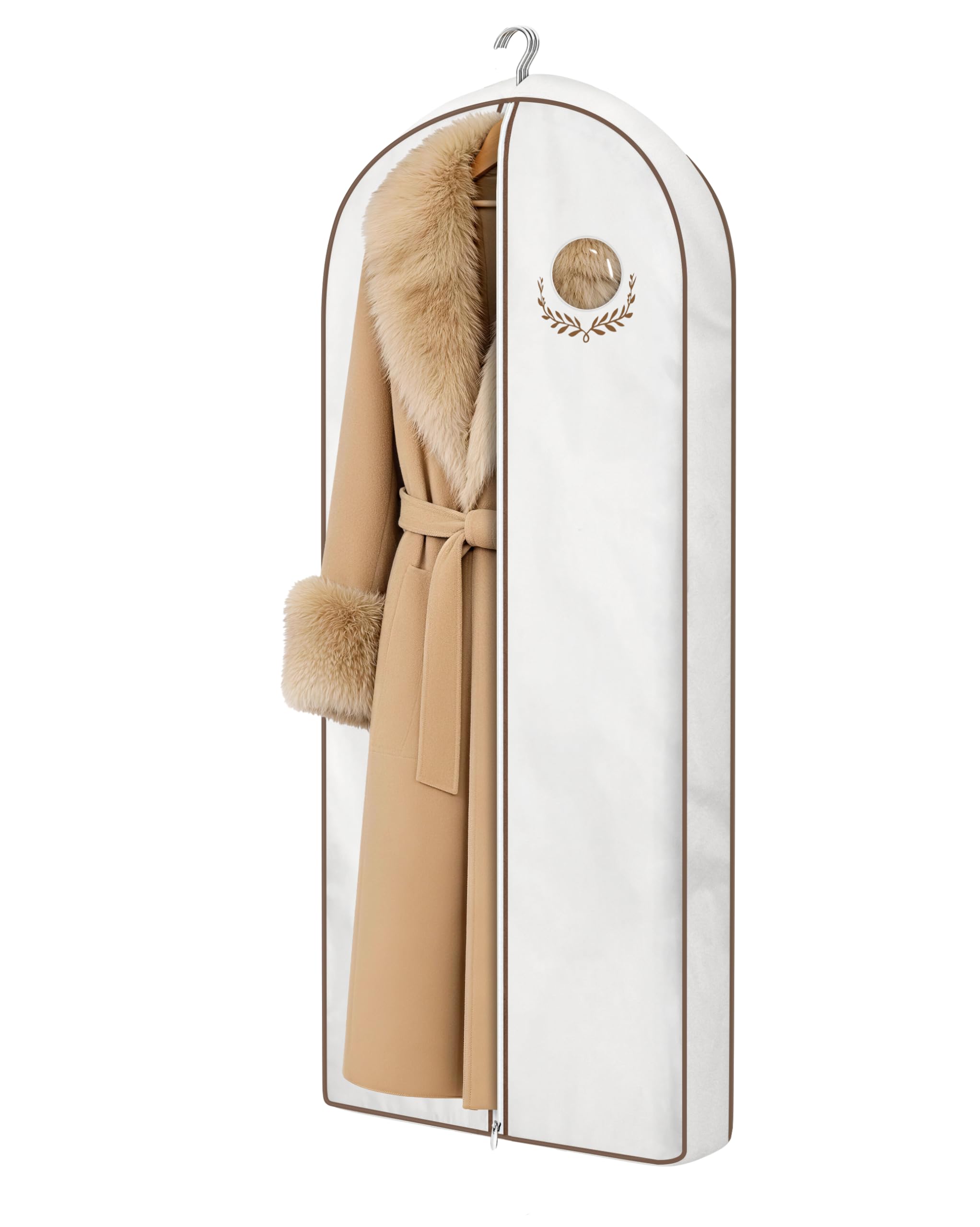 MISSLO 60" Cotton Dress Bag Covers for Women Travel, Breathable Long Garment Bag, Luxury Dress Carrier Hanging Clothes Covers Protector Bags for Fur Coat, Jacket, Suit