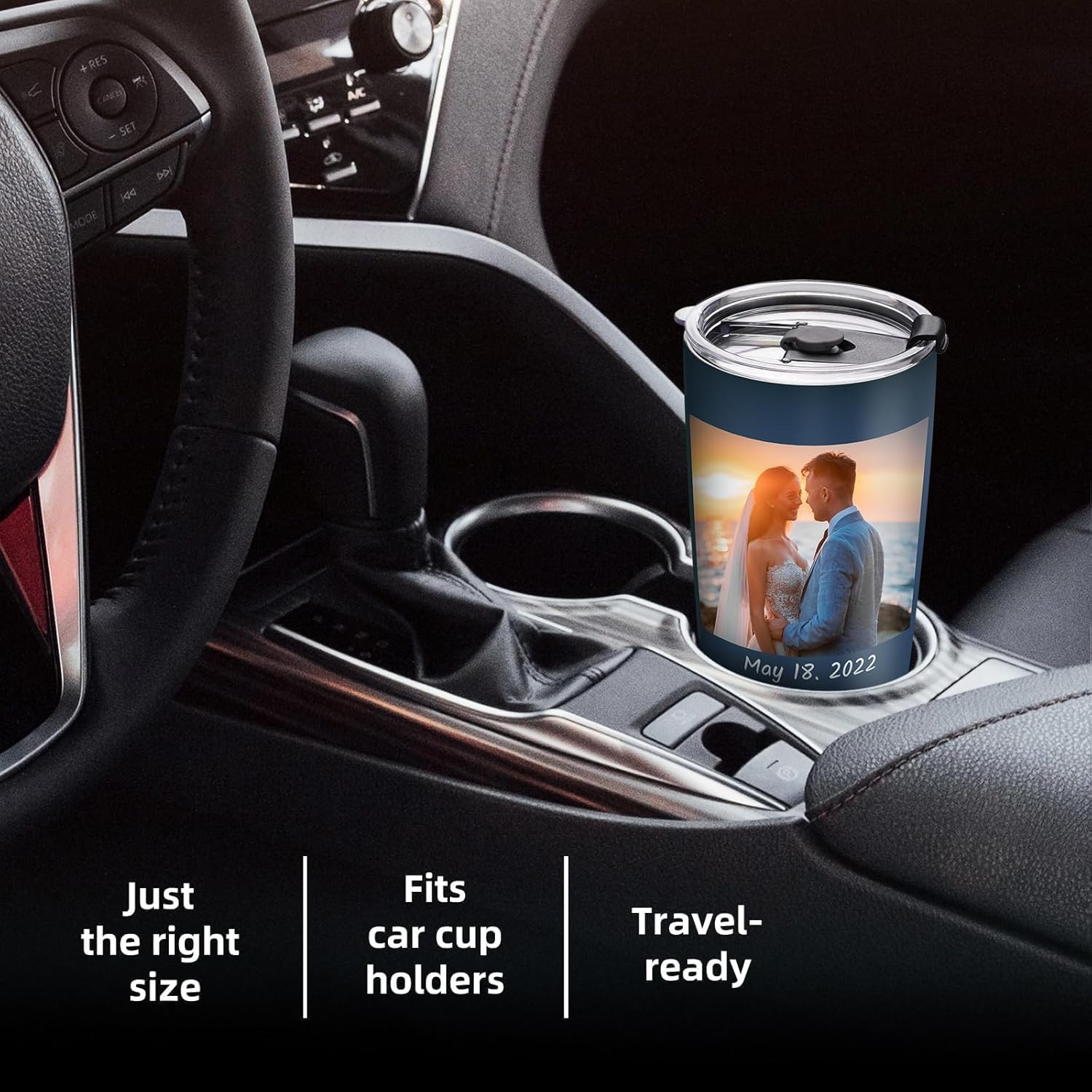 Personalized Tumbler with Picture Name Text Logo, 20oz Stainless Steel Custom Travel Coffee Mug Cup | Birthday Christmas Wedding Appreciation Personalized Gifts for Mom Dad Kids Teacher - Image 6