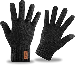 Winter Gloves, Mens Knitted Gloves TouchScreen Mittens Thermal Lining Men Women Warm Gloves for Driving Sport Working