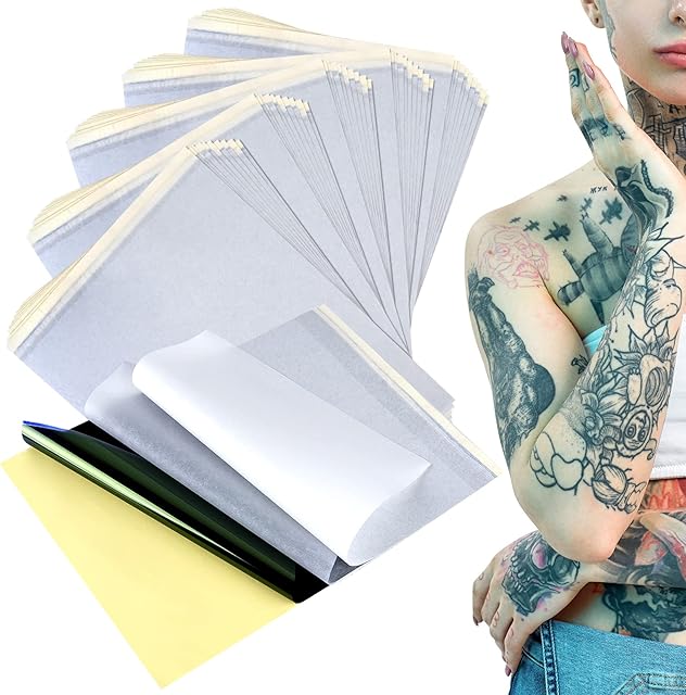 ASTARON 30 Sheets Tattoo Transfer Paper 4 Layers Stencil Paper for Tattooing Thermal Tattoo Stencils Paper for Real Tattoo Tracing Paper Tattoo Transfer Kit Supplies A4