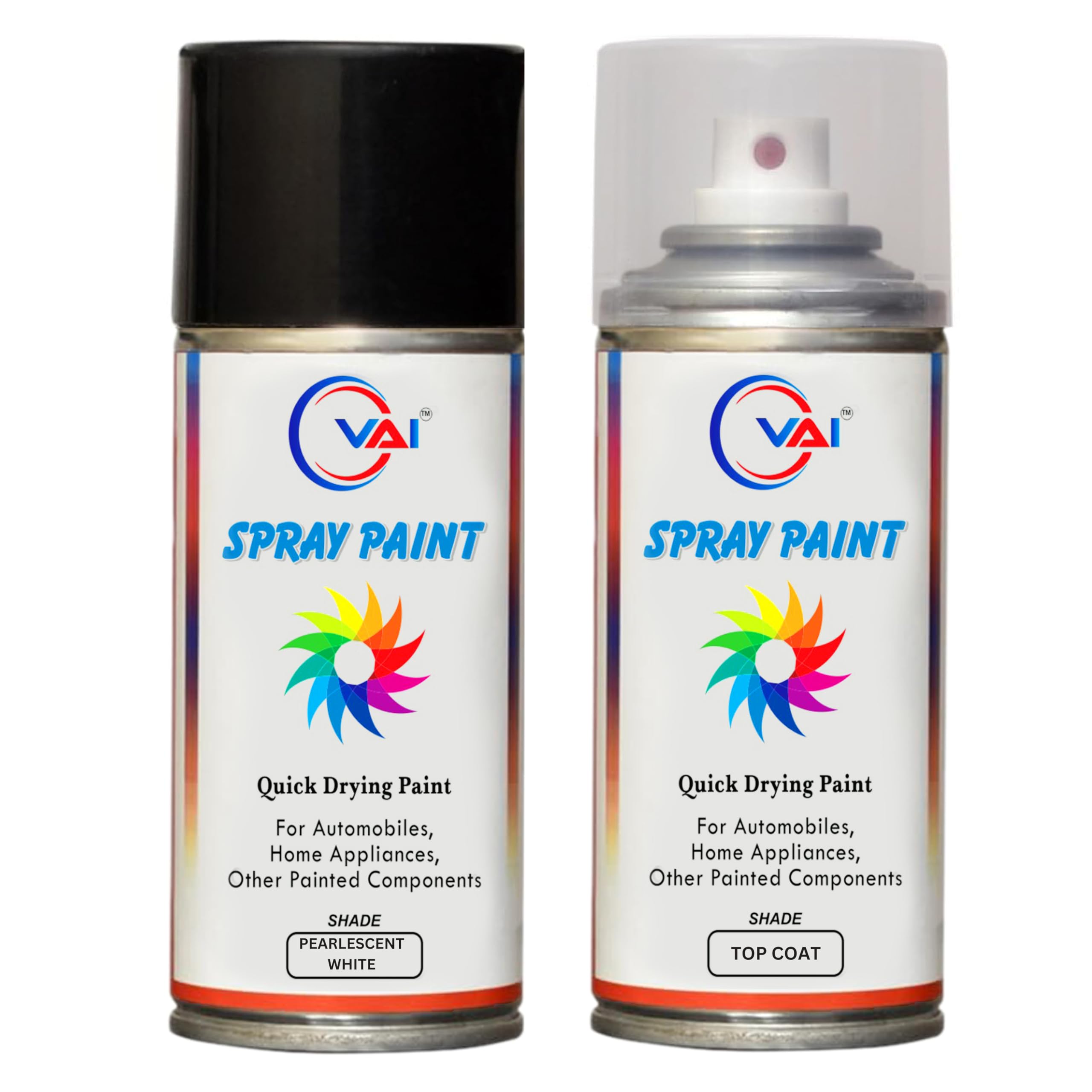 VAI Spray Paint Compatible for TATA PEARLESCENT WHITE - 225ml, and PEARL TOP COAT-225 ml, For TATA Cars Like Tiago, Tigor etc.-image-5