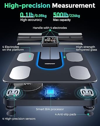 INSMART Smart Scale for Body Weight with Handle, 8-Electrode, 56 Metrics