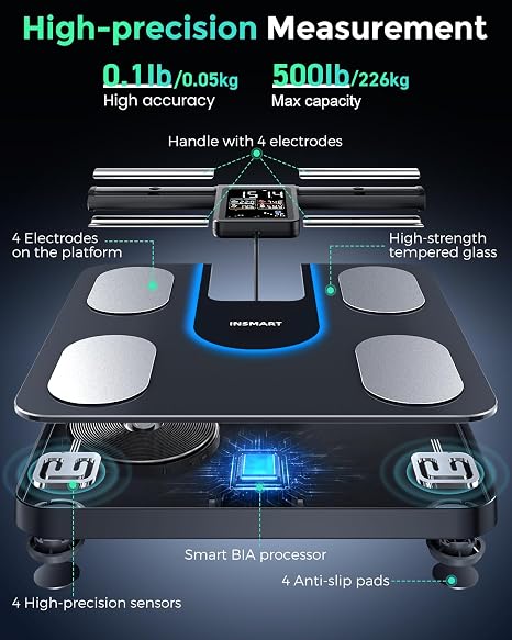 INSMART Smart Scale for Body Weight with Handle, 8-Electrode, 56 Metrics