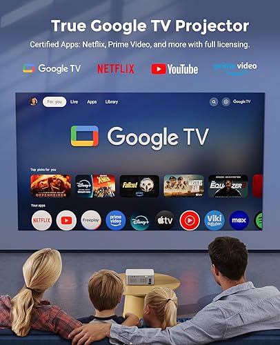 Miniatura 6 de Proyector de TV Google 4K compatible con - Proyector inteligente CiBest con WiFi 6 y Bluetooth, proyector de película para exteriores con motor