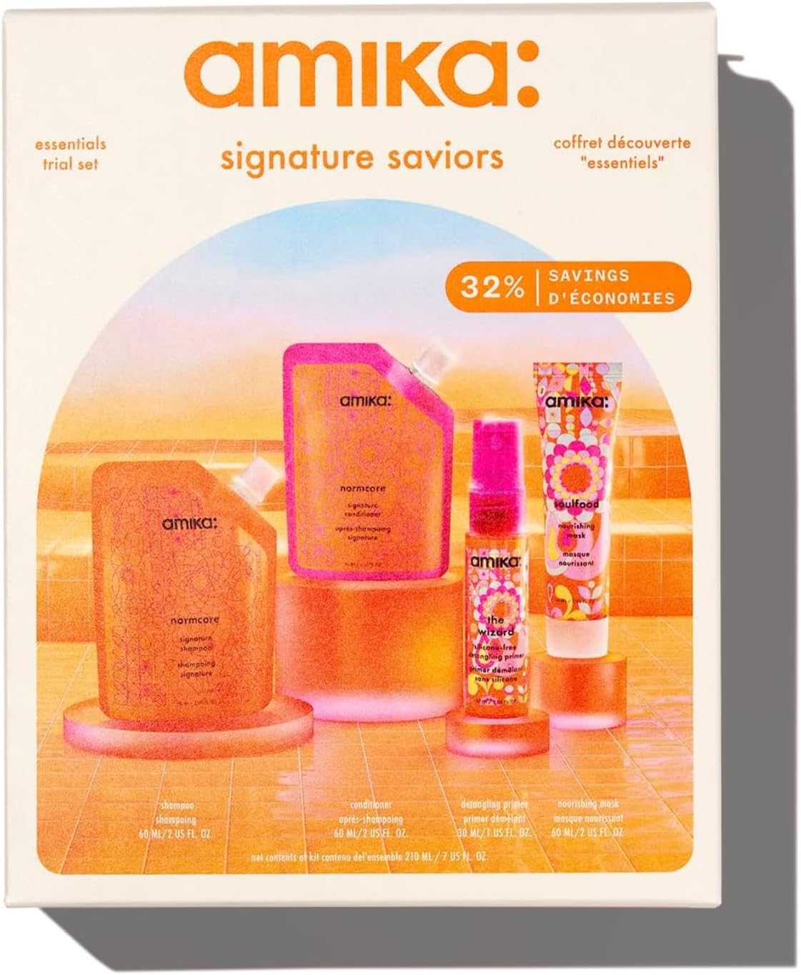 signature saviors essential trial set - travel size hair care set with normcore signature shampoo + conditioner, soulfood hair mask + the wizard silicone-free detangling primer (4 pieces)