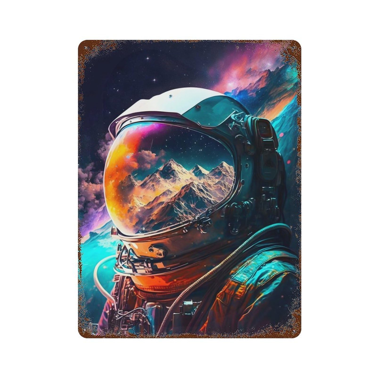 Astronaut Portrait 06 Rusty Metal Tin Sign 15.7"x11.8", for Patio, Garden Room And Bar Decor, Old School Wall Decor
