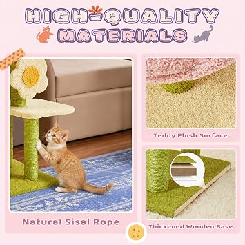 Erinnyees 38.2-Inch Flower Cat Tree for Kittens & Small Cats, 2 Condos