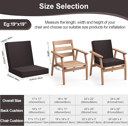 Miniatura 3 de LFNOONE Cojines para sillas de patio al aire libre de 17 x 17 pulgadas, resistentes al agua, cojines para sillas de jardín, coloridos tapetes para