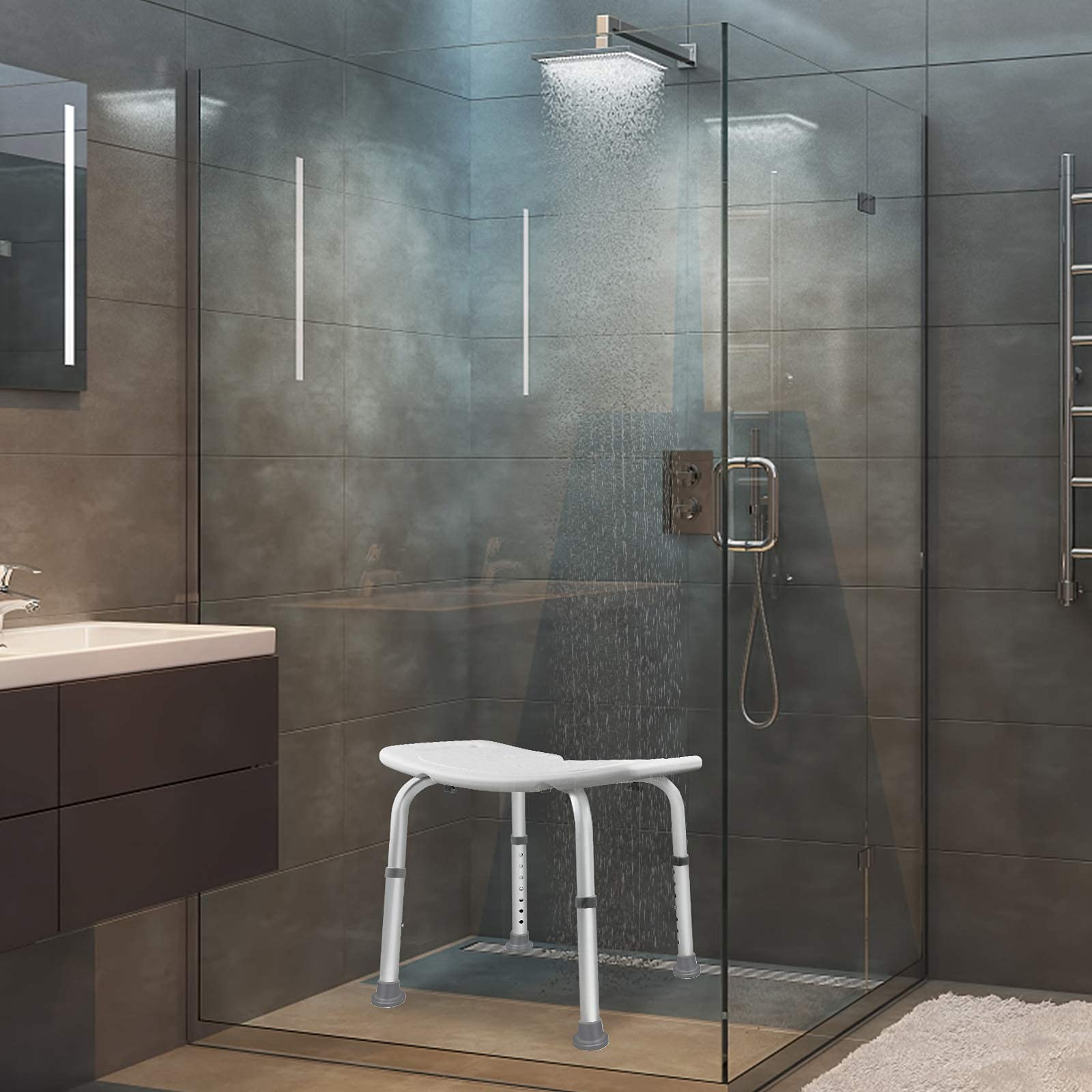 YRHome Asientos antideslizantes para bañera con asa, altura regulable en 7 posiciones, para todas las escalas, color blanco
