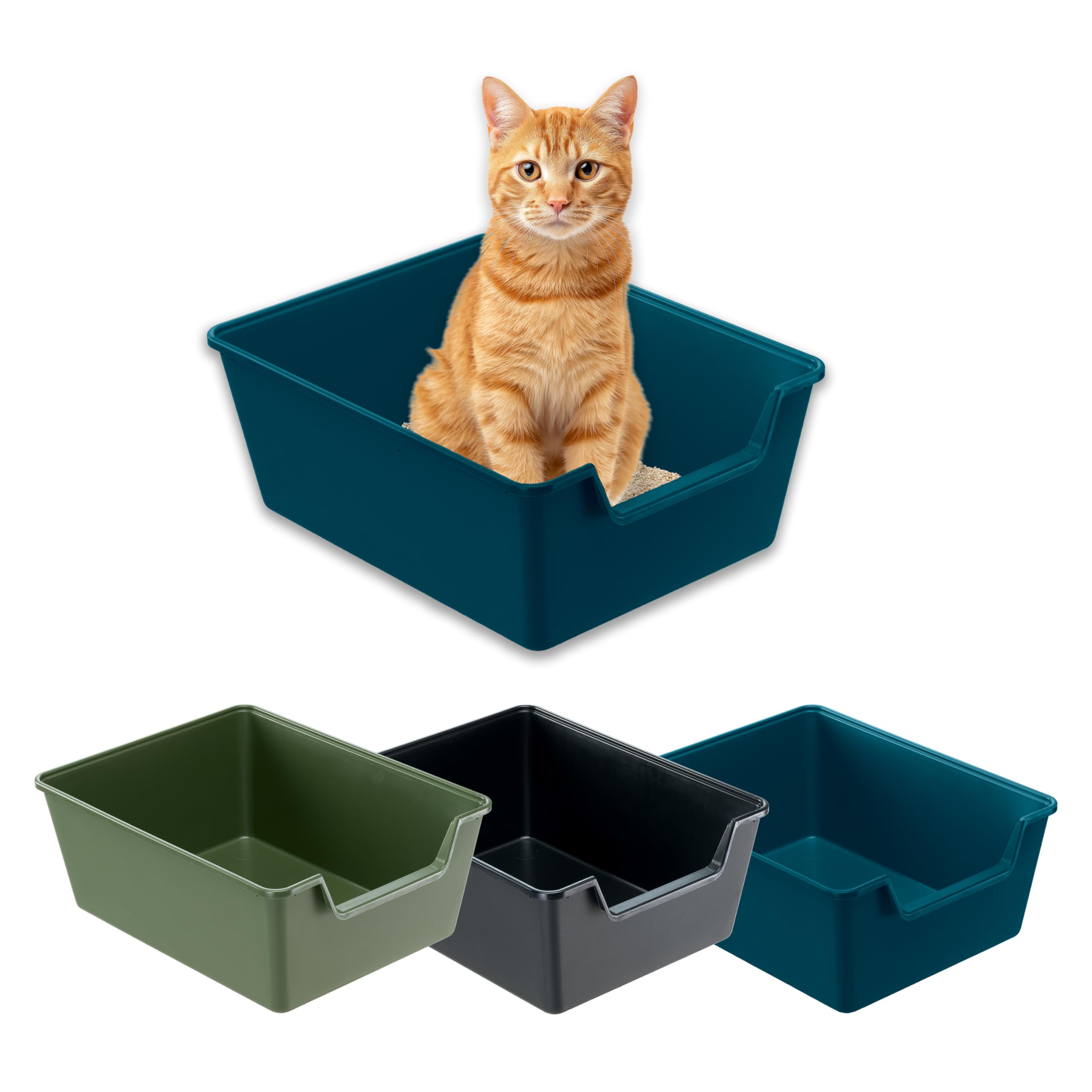 Ferplast Lettiera Gatto, Toilette per Gatti Grandi, in Plastica con Bordi Alti, Facile e Veloce da Pulire L 52 × W 41× H 21 cm, Vari Colori