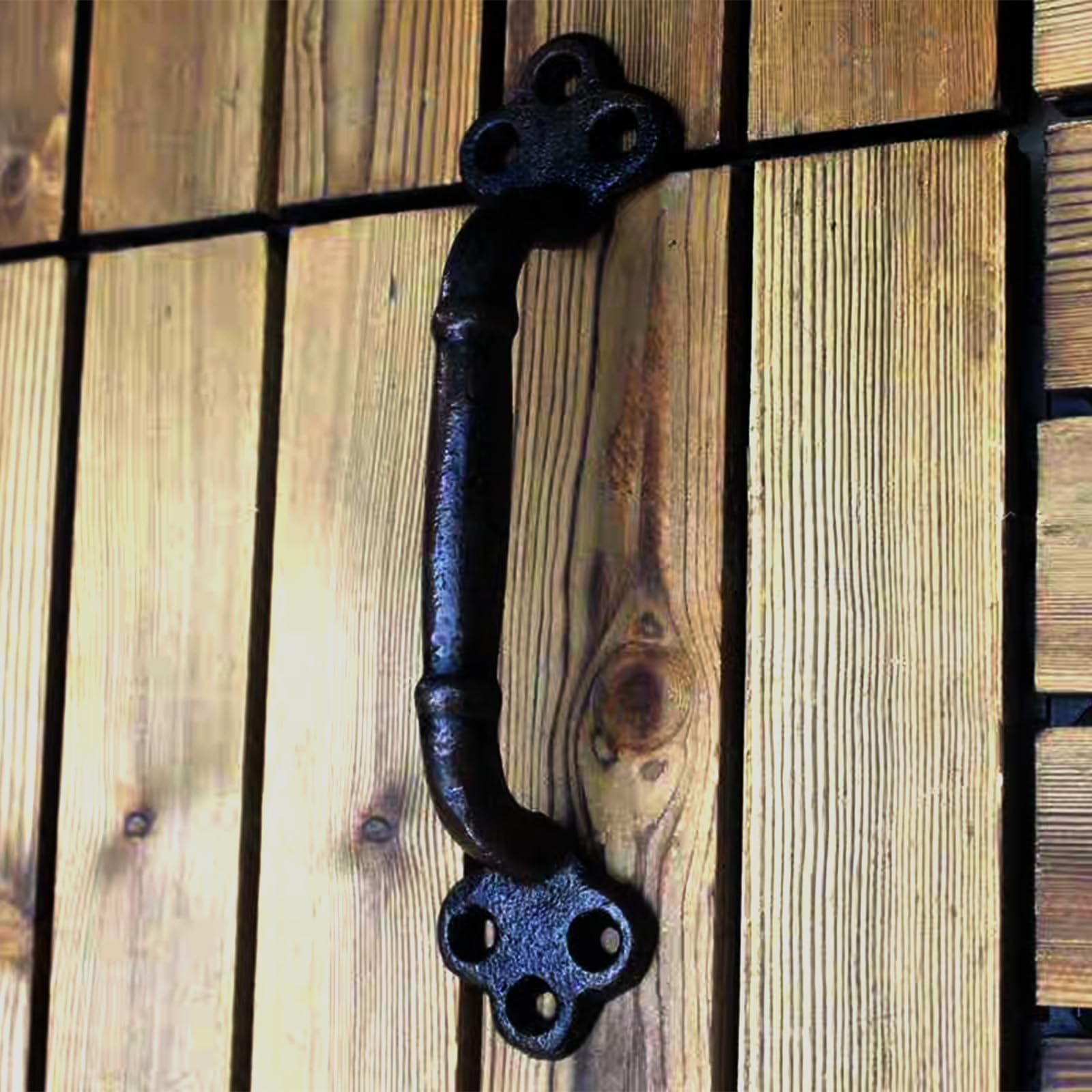 Wanlian Black Barn Door Handle | Solid Steel Door Handle | Pull Sliding Door Steel Stainless Steel Including Screws 1Pc