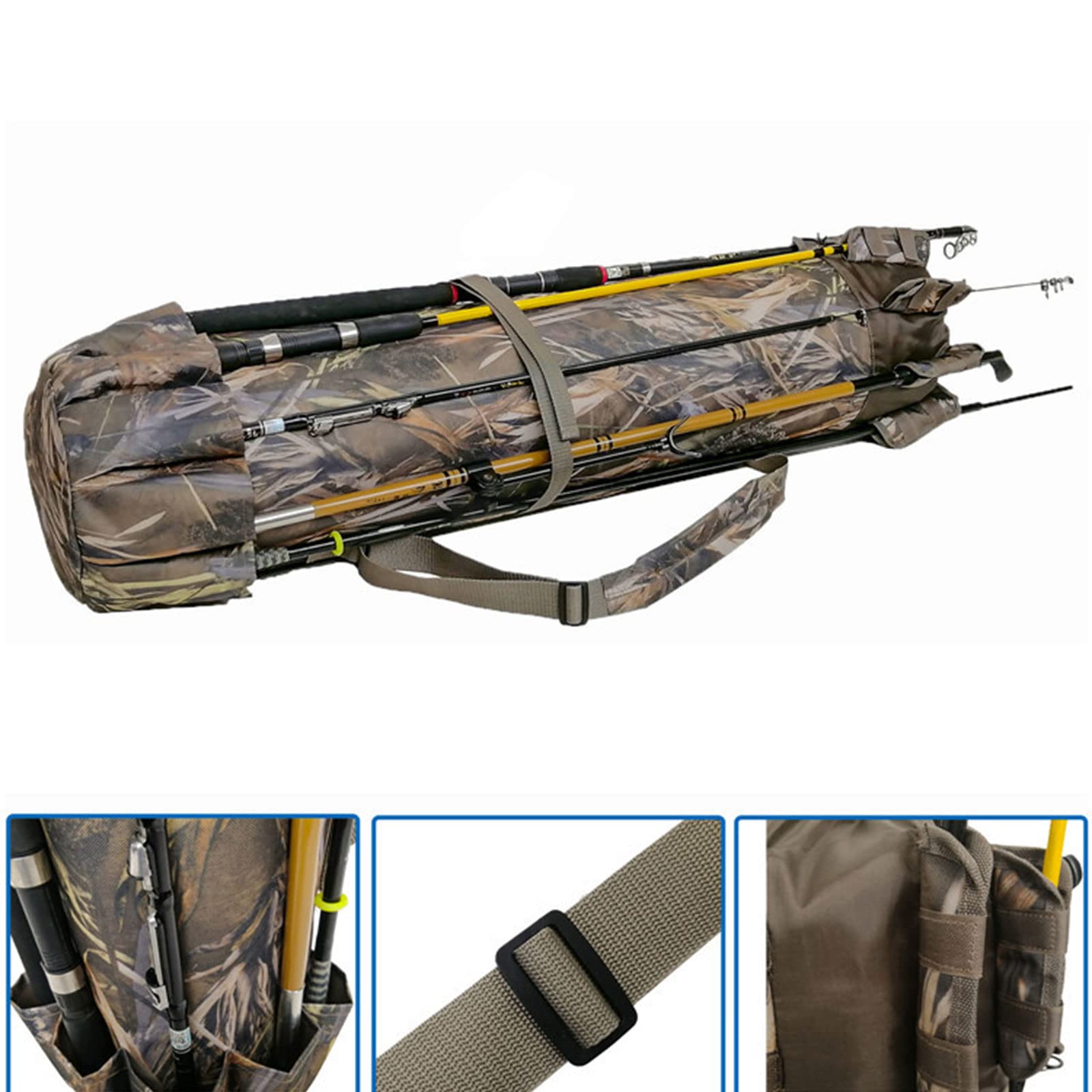 Borsa di stoccaggio della canna da pesca di grande capacità con e tasche organizzatore del panno di Oxford per la tenda di campeggio all'aperto sacchetto della canna da pesca borsa