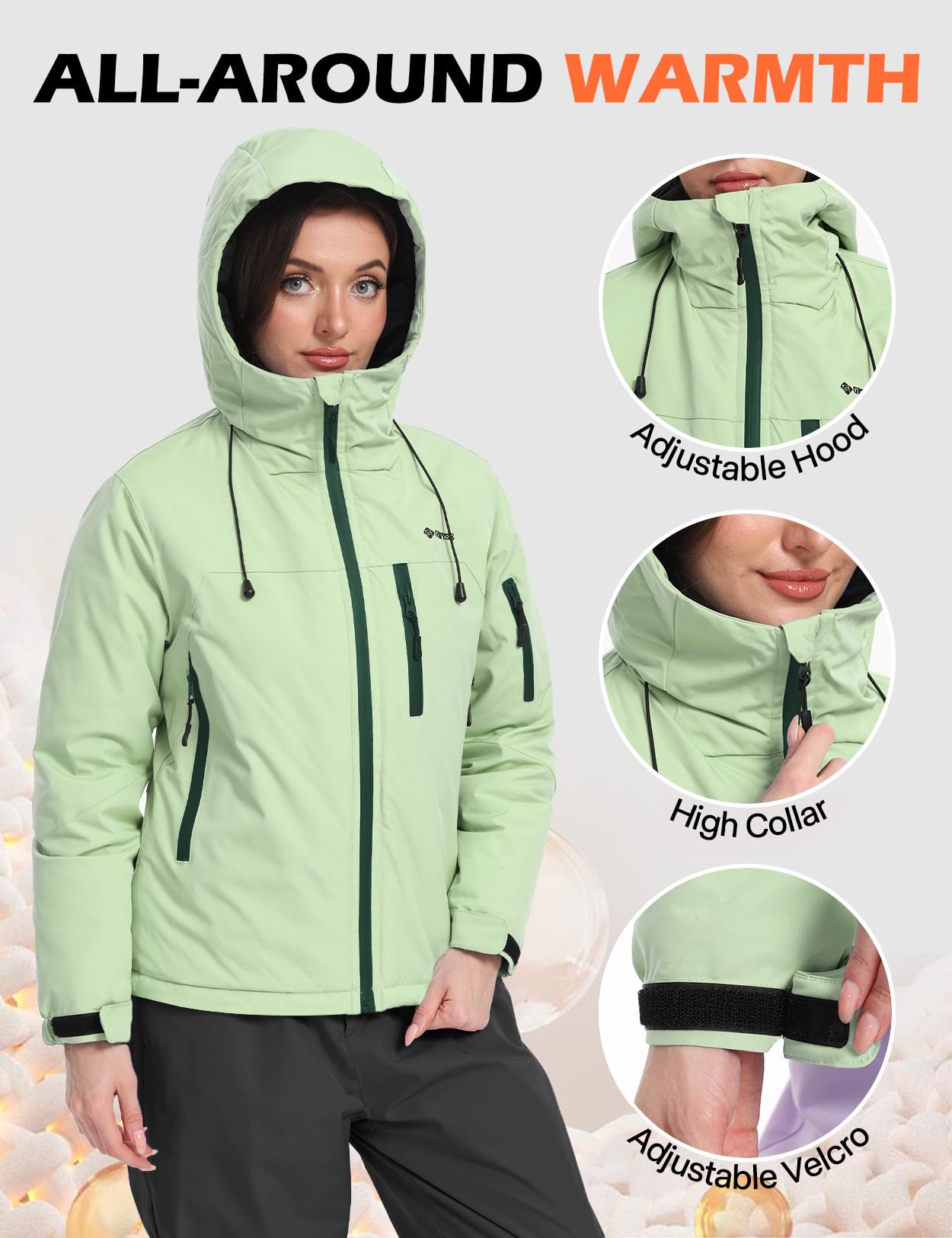 GEMYSE Donna Giacca da Sci con Bretelle Interne Invernale Calda Impermeabile e Antivento Giubbotto da Montagna Ideale per Snowboard Escursionismo e Sport sulla Neve
