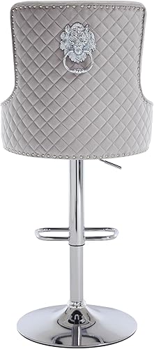 Miniatura 33 de Juego de 2 taburetes de bar giratorios ajustables de terciopelo con respaldo alto copetudo, modernos taburetes de altura de mostrador con base