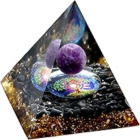 Vista 15 de Pirámide de orgón – Fuente de energía positiva para meditación, alivio del estrés, atracción de riqueza Pirámide de cristal Orgonita con cristales