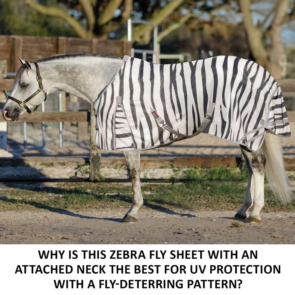 Schneiders Soft Interlock Mesh II Zebra Horse Fly Sheets | Striking Zebra Pattern for Fly Deterrence & Superior UV Protection | Euro Surcingle | Color Zebra | Size 80