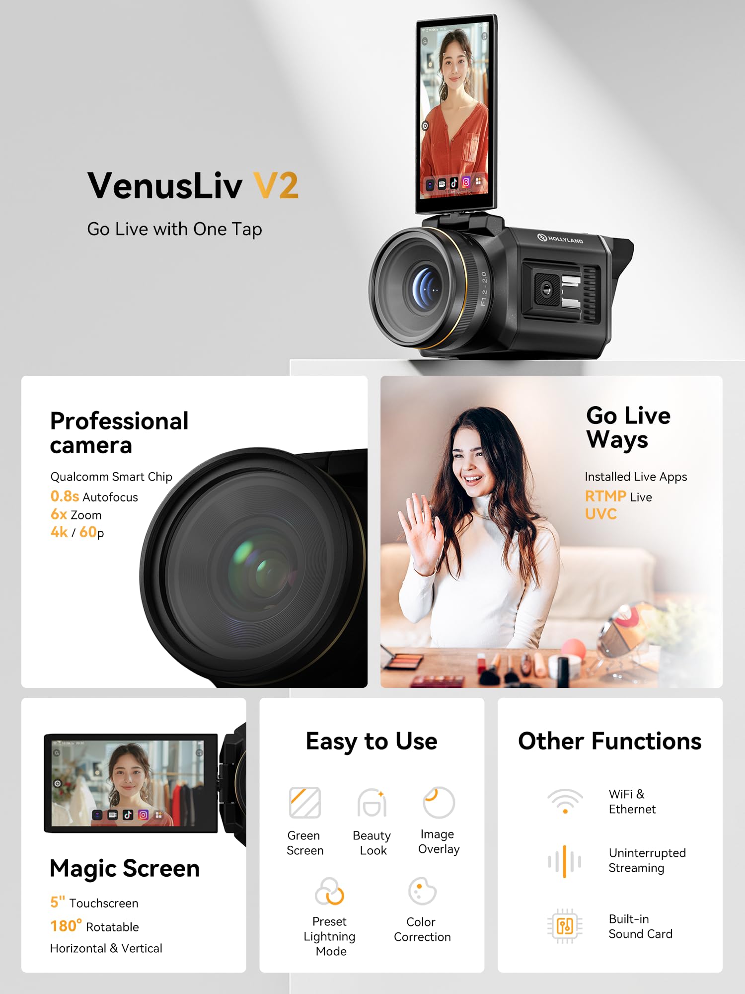 美品 HOLLYLAND VenusLiv V2 ライブ配信 カメラ Venusliv2dtlp19.jpg