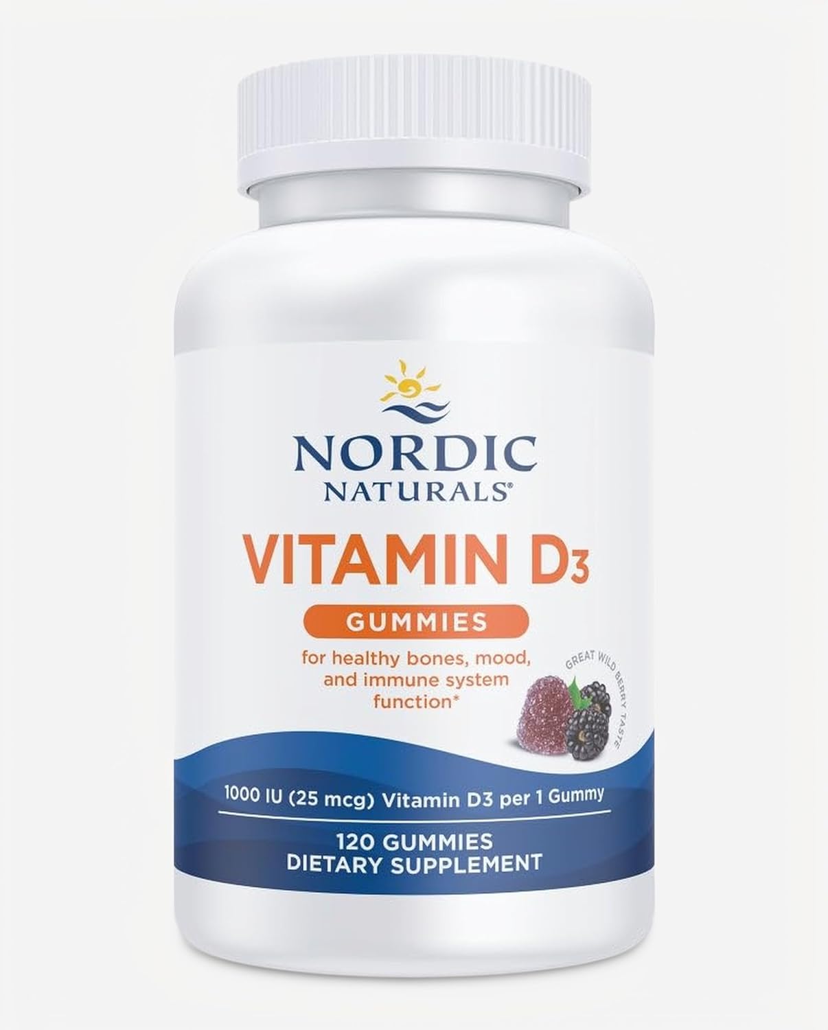 Vitamin D3 Gummies, Wild Berry - 1000 IU Vitamin D3 - Great Taste - Healthy Bones, Mood & Immune System Function - Non-GMO