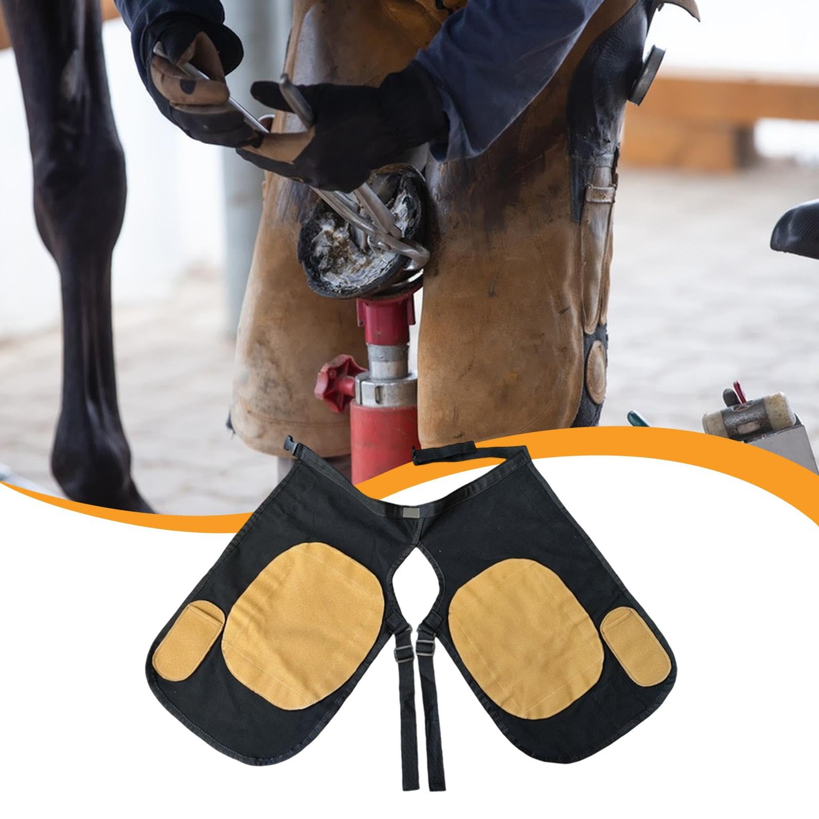LOVIVER Tablier de Maréchal-Ferrant Protecteur, Outils Équestres, Housse Antidéchets en Toile, Grandes Poches Multi-Outils, Ergonomique, Protection, Fournitures d'Écurie pour Parage des Sabots