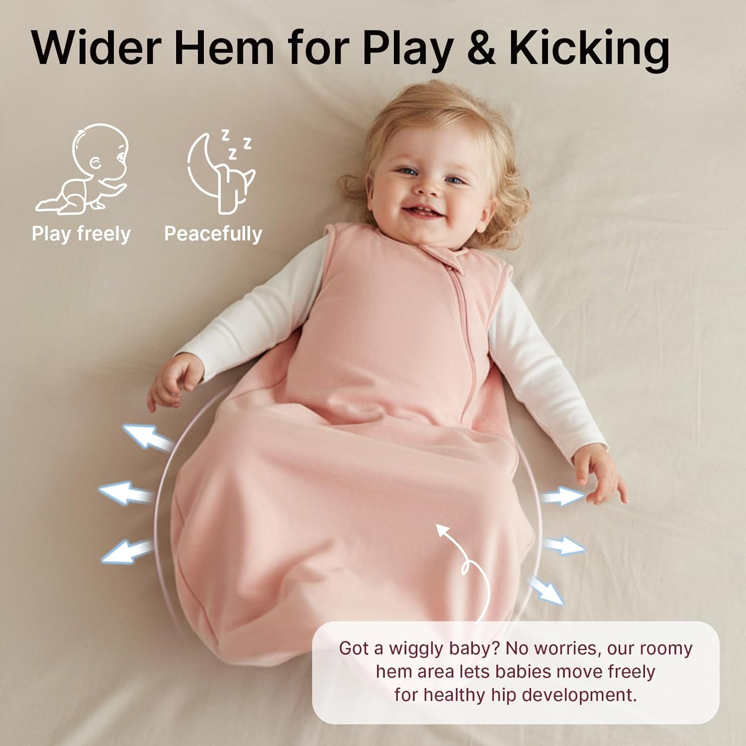 Supersoft Rayon Made from Bamboo Sleep Sack 3-6 Months Newborn Sleep Sack 0-3 Months 1.0 Tog Baby Wearable Blanket with 2-Way Zipper Unisex Sleeping Bag for Babies (2 Pack) Pink & Gray - Image 5