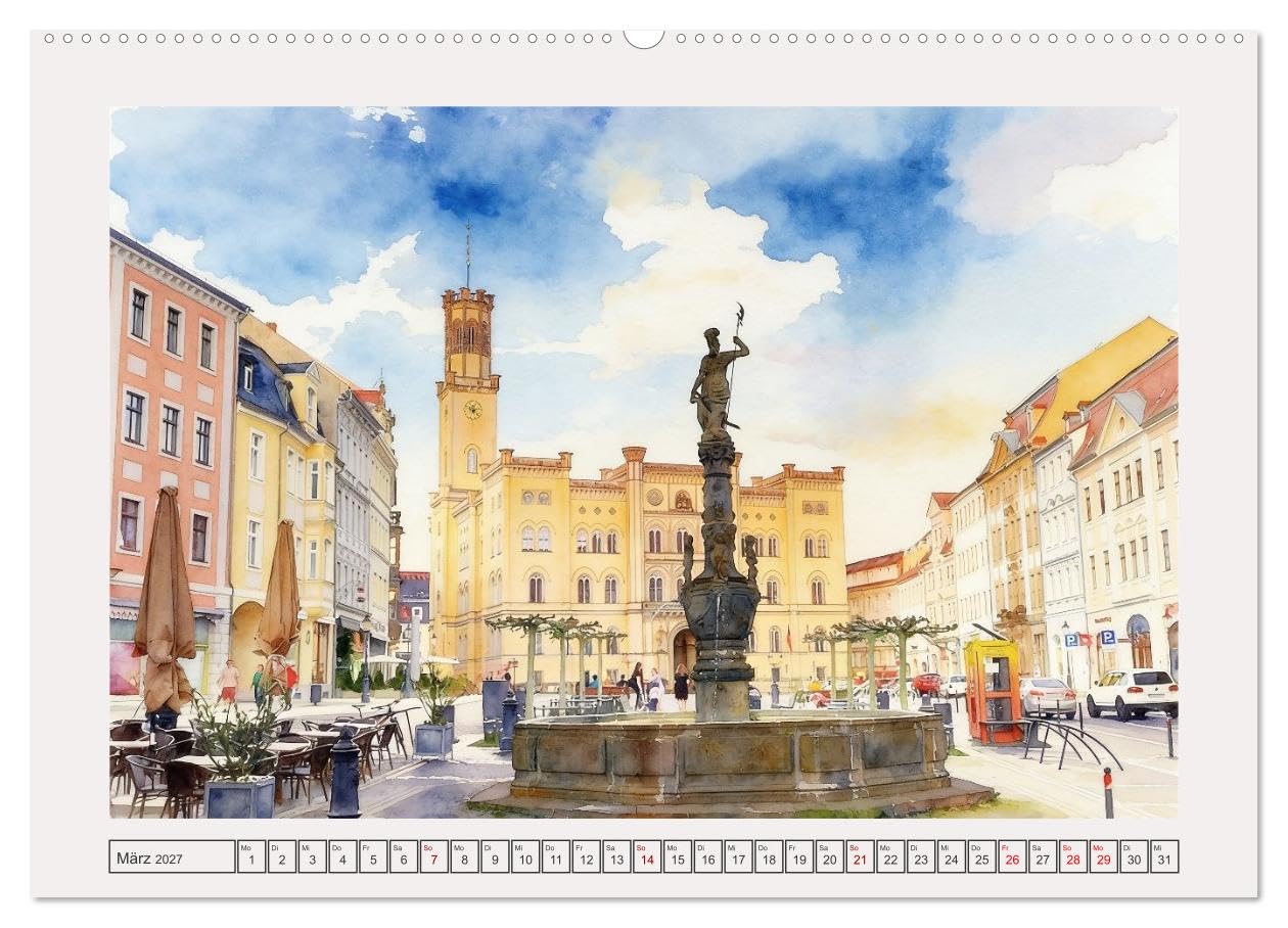 CALVENDO · Die schönsten Städte in Sachsen (Kalender 2027) | DIN A2 Querformat · Premium-Wandkalender · Flair vergangener Jahrhunderte