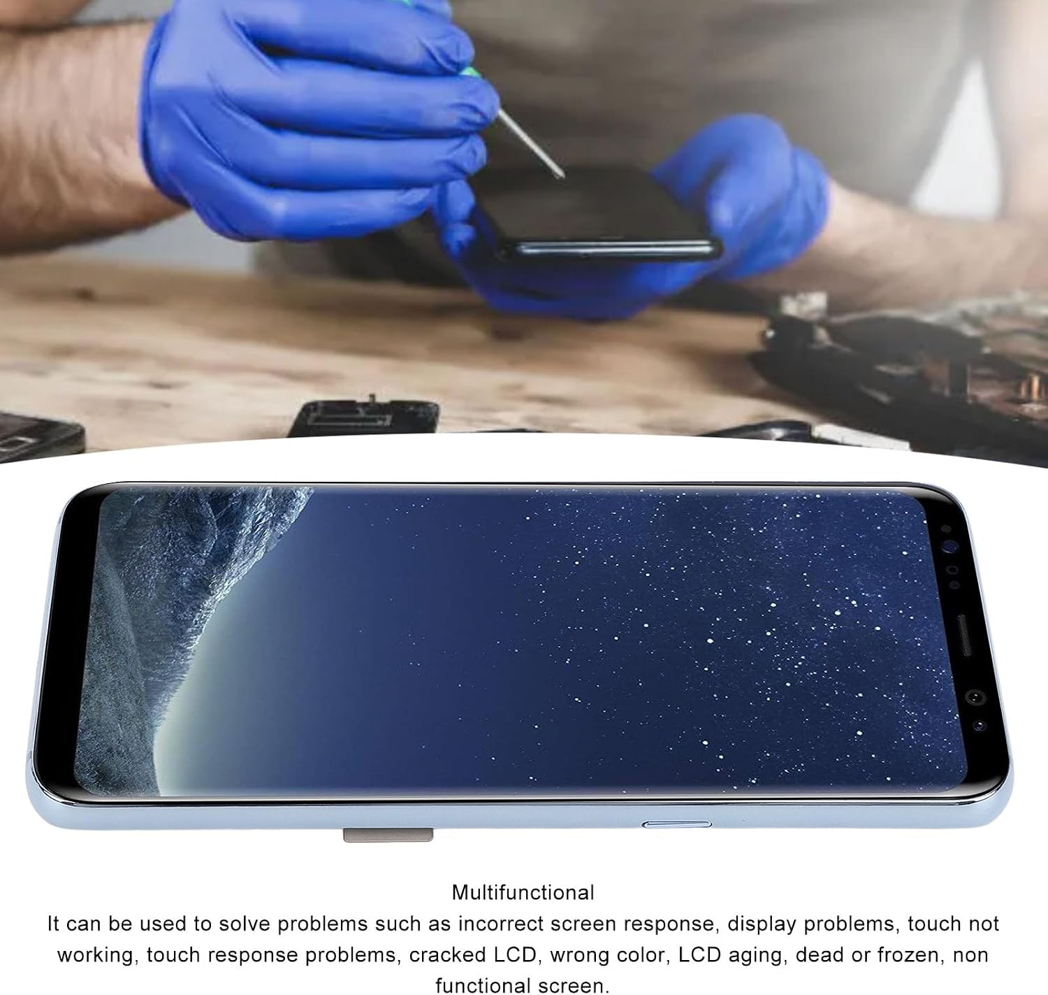 Phone Screen Replacement 5.8 Inch, for G950, for G950F, for G950A, for G950P, Touch LCD Digitizer Replacement, with Repair Tool Kits, Glass, Aluminum Alloy (Blue)