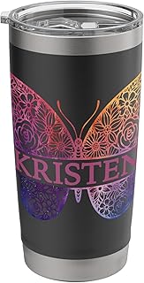 Watercolor Butterfly Travel Mug Personalized Name Kristen Stainless Steel Insulated Tumbler