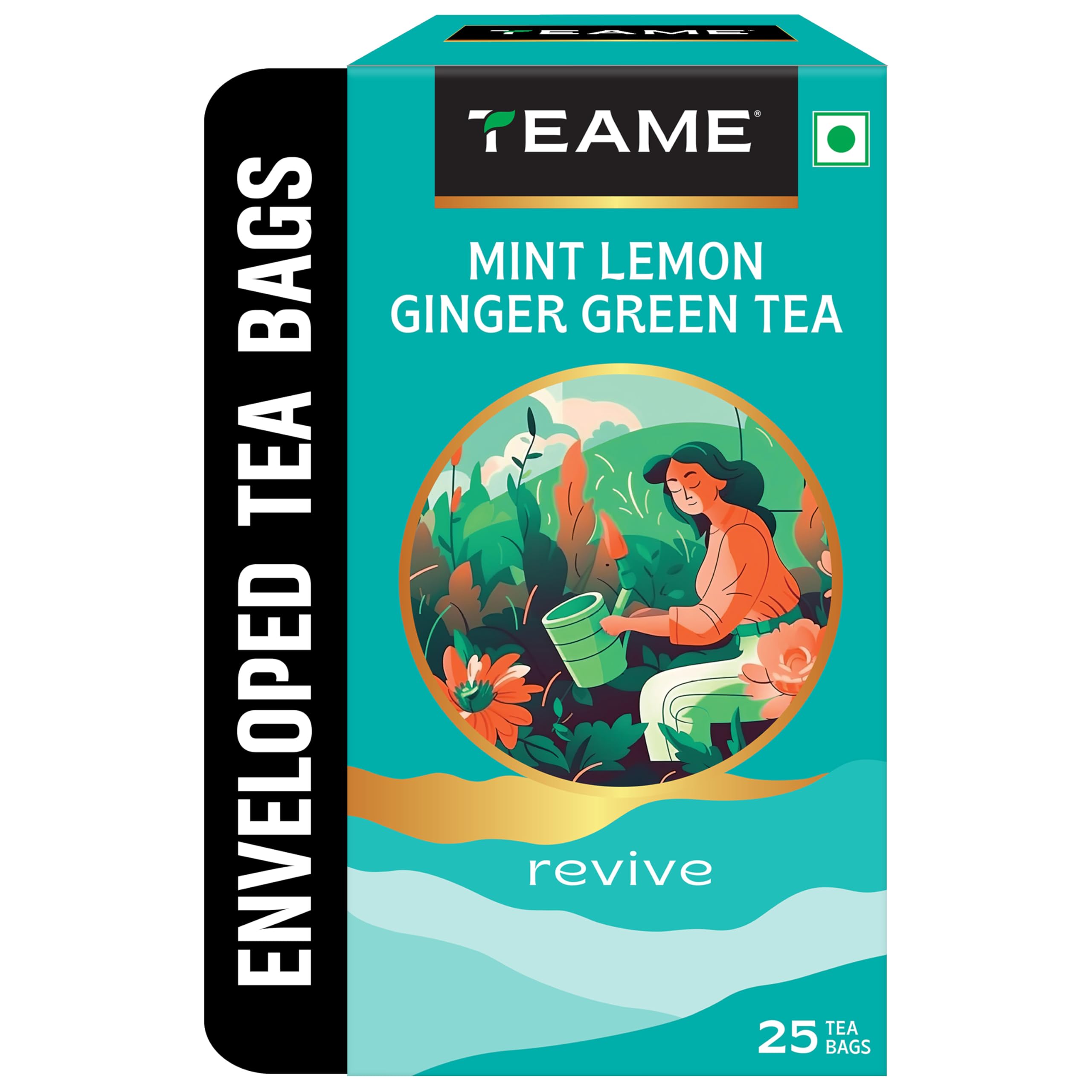 Green Tea Bags 25 pcs - Mint Lemon Ginger| Ginger, Mint & Lemon Green Tea Bags