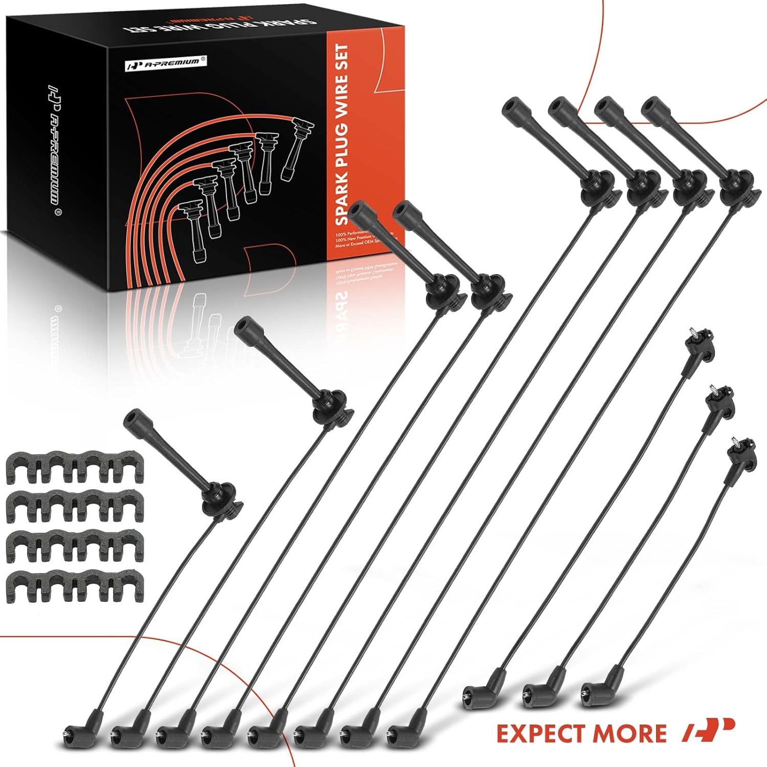 A-Premium Ignition Spark Plug Wires Set of 10 Compatible with Lexus LS400 1990-1994, SC400 1992-1994, 4.0L