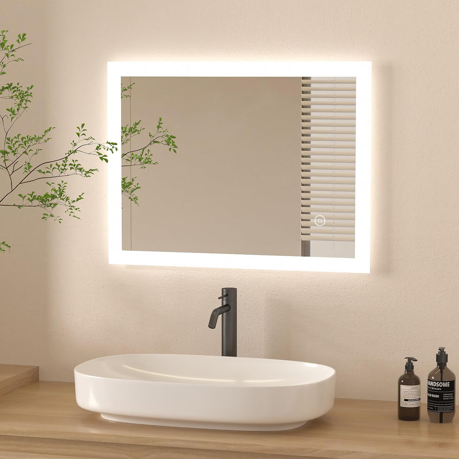 Heilmetz Bathroom LED Mirror, 450 x 600mm Illuminated Bathroom Wall