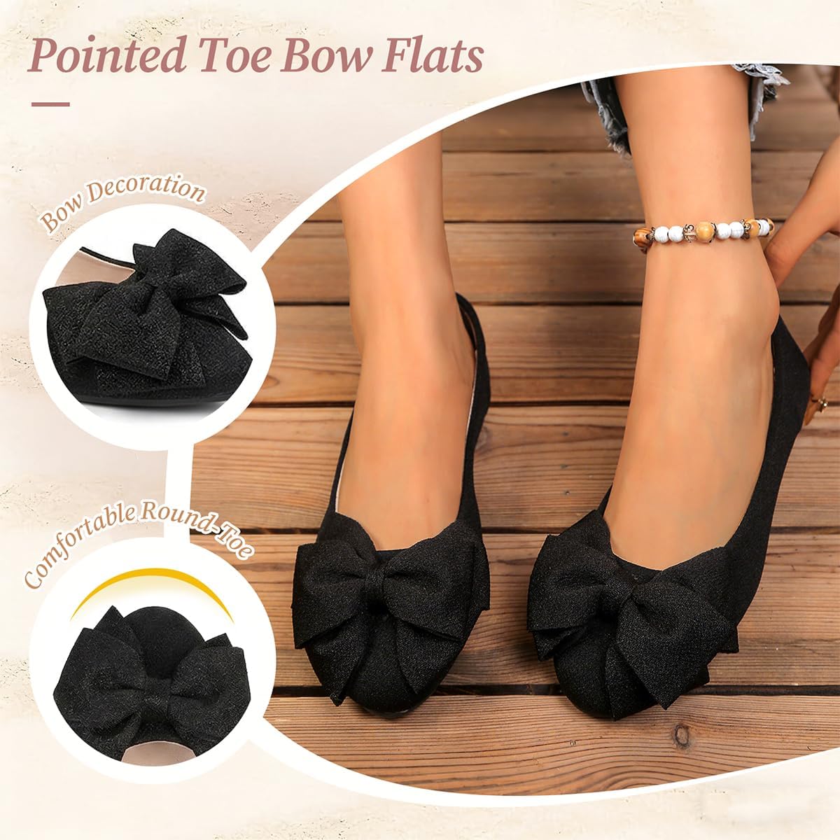 Flats for Women Bowknot Round Toe Dress Shoes Dressy Ballet Flats Comfortable Lightweight Slip On Shoes for Women Office White Size 11