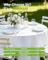 Vista 6 de Pureegg - Juego de 10 manteles de plástico desechables redondos de 84 pulgadas, para fiestas, picnics, bodas, manteles decorativos, redondos, Blanco