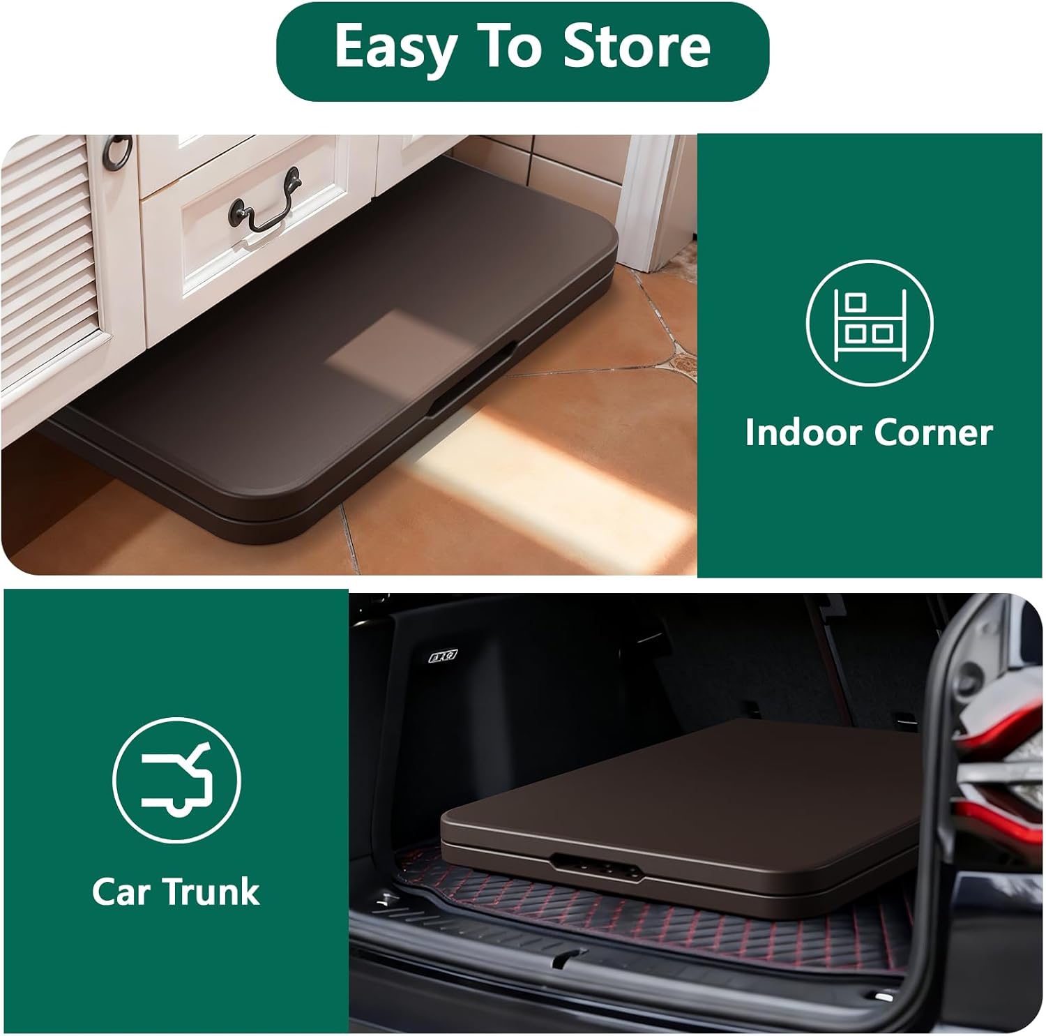 Folding Table, 6FT Foldable Picnic Table with Carrying Handle, Heavy Duty Fold-in-Half Portable Table for Weddings, Camping, RV Travel, Parties, BBQs, and Indoor Use, Easy to Fold and Store, Brown