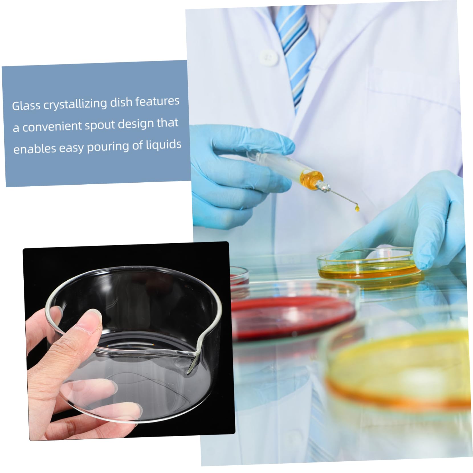 Plat De Cristallisation En Verre Résistant À La Chaleur 4.21 Pouces Avec Bec Verseur Cristallisoir Compact Pour Laboratoire Biologique Et Applications Scientifiques