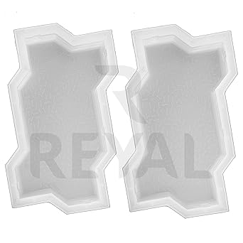 Reyal Plastic Paver Block Mould Zigzag (Pack of 2) Interlocking Block Mold For Flooring Garden Outdoor Home Cement Paver Block