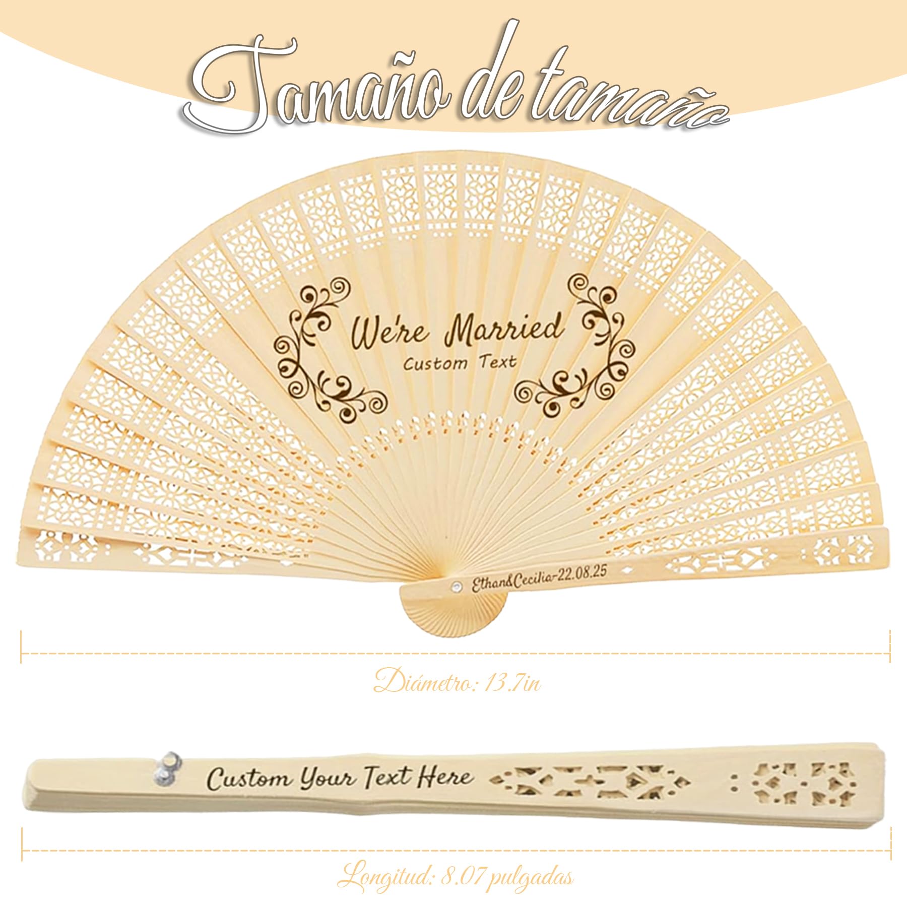 20 Piezas Abanicos Nupciales Personalizados con Grabado - Abanicos Plegables de Madera Aromática, Regalo Elegante para Invitados de Bodas, Bautizos y Eventos (20)